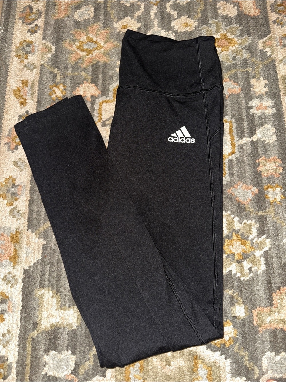 adidas Black Performance Leggings with White Logo